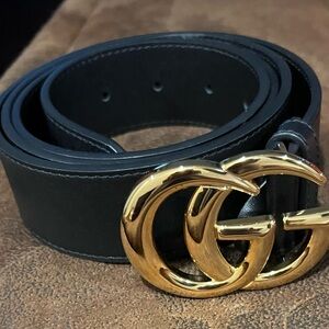 Gucci GG Black Leather Belt, SIZE 110